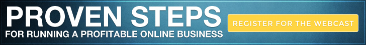 Banner image introducing a free webcast titled Proven Steps for running a profitable Online business from scratch